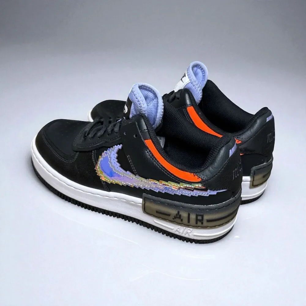 Nike Air Force 1 Pixel Black (Women's) sz 8 Multicolored Swoosh